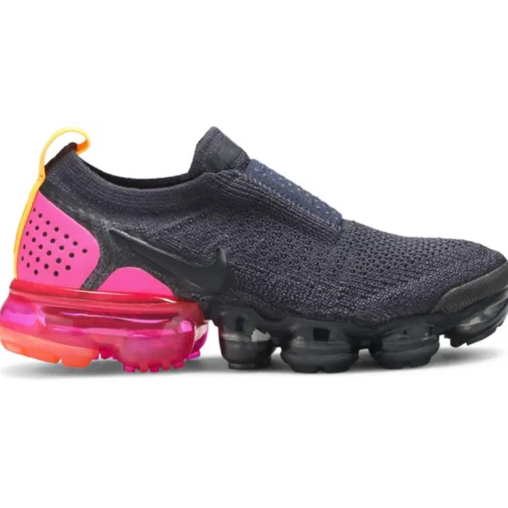Nike Flyknit Sneakers in Dark Gray with Pink and Orange
